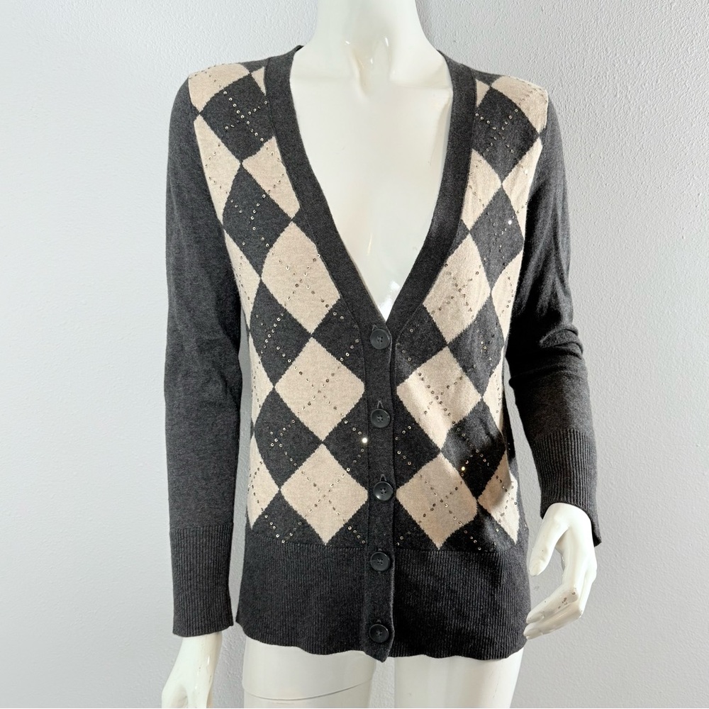 Banana Republic. Argyle Patterned Sweater Cardigan. Small